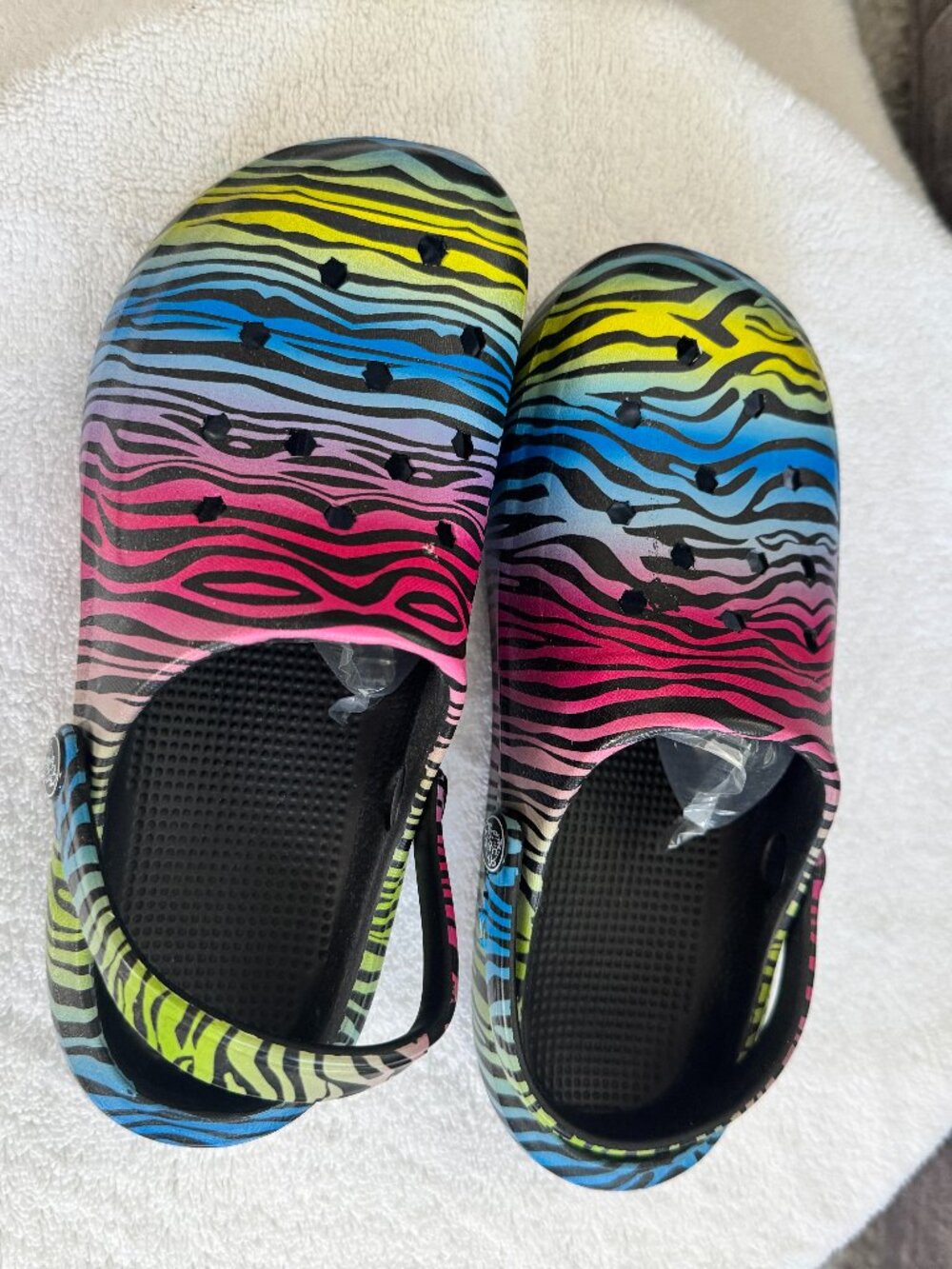 Brand New Rainbow Zebra-Print Clogs – U.S. Size 7.5